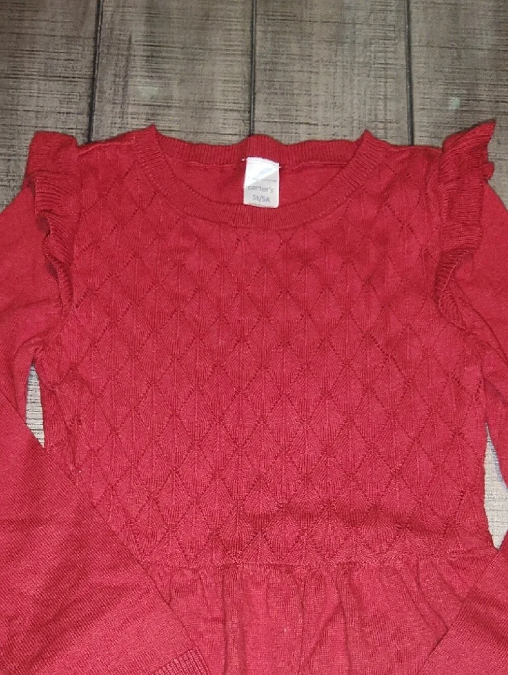 Carter's Crimson Knit Long-Sleeve Girls Dress